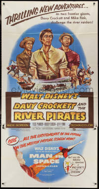 2j0820 DAVY CROCKETT & THE RIVER PIRATES 3sh 1956 Disney, Fess Parker & Buddy Ebsen, ultra rare!