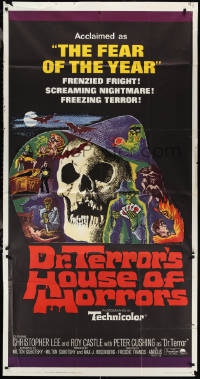 2j0821 DR. TERROR'S HOUSE OF HORRORS 3sh 1965 Christopher Lee, cool horror montage art!