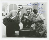 2j0199 BOB KEESHAN signed 8x10 REPRO still 1980s Captain Kangaroo with Mr. Rogers & Mr. Green Jeans!