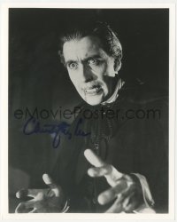 2j0210 CHRISTOPHER LEE signed 8x10 REPRO photo 1980s great crazed close up as Count Dracula!