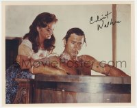 2j0118 CLINT WALKER signed color 8x10 REPRO photo 1990s great close up taking a bath in Cheyenne!