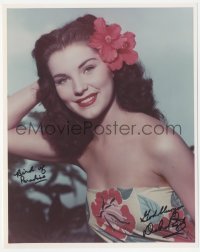 2j0120 DEBRA PAGET signed color 8x10 REPRO photo 1980s sexy portrait in Sarong from Bird of Paradise!