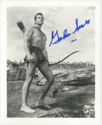 2j0256 GORDON SCOTT signed 8x10 REPRO still 1990s full-length w/bow & arrow in Tarzan the Magnificent!