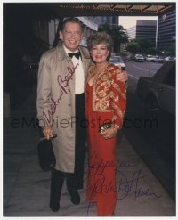 2j0138 MILTON BERLE/GLORIA DEHAVEN signed color 8x10 REPRO photo 1990s late in life at an event!