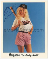 2j0141 MORGANNA signed color 8x10 REPRO still 1990s The Kissing Bandit with baseball bat & hat!