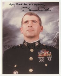 2j0144 OLIVER NORTH signed color 8x10 REPRO photo 1990s great portrait in his U.S. Marines uniform!