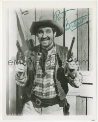 2j0331 PAT BUTTRAM signed 8x10 REPRO still 1980s cowboy portrait w/guns in Beyond the Purple Hills!