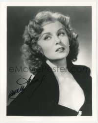 2j0341 RHONDA FLEMING signed 8x10 REPRO still 1980s close up of the gorgeous star in low-cut dress!