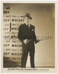 2j1833 ROARING TWENTIES 8x10 still 1939 bootlegger James Cagney with two pistols by whisky crates!