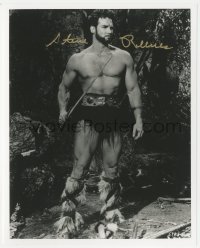 2j0368 STEVE REEVES signed 8x10 REPRO still 1990s full-length in Goliath and the Barbarians!