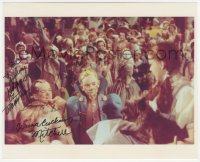 2j0395 WIZARD OF OZ signed 8x10 REPRO color still 1980s by Munchkins Frank Cucksey & Anna Mitchell!