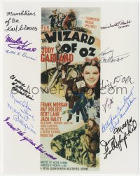 2j0167 WIZARD OF OZ signed color 8x10 REPRO photo 1939 by 12 Munchkins, great image of the insert!