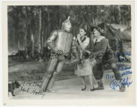 2j0396 WIZARD OF OZ signed 8x10 REPRO still 1980s by BOTH Ray Bolger AND Jack Haley, w/Garland & Toto