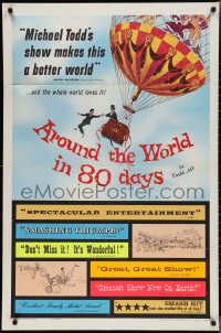 2j0966 AROUND THE WORLD IN 80 DAYS 1sh 1956 world's most honored show, cool balloon art!