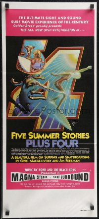 2j0890 FIVE SUMMER STORIES PLUS FOUR Aust daybill 1976 really cool surfing artwork by Rick Griffin!