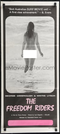 2j0891 FREEDOM RIDERS Aust daybill 1972 completely naked Aussie surfer girl, black design!