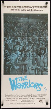 2j0897 WARRIORS Aust daybill R1980s Walter Hill, Jarvis artwork of the armies of the night!