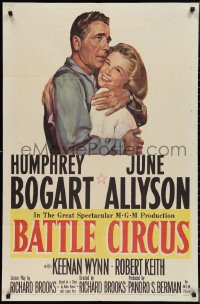 2j0973 BATTLE CIRCUS 1sh 1953 great artwork of Humphrey Bogart hugging June Allyson!