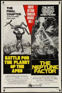 2j0974 BATTLE FOR THE PLANET OF THE APES/NEPTUNE FACTOR 1sh 1973 great action thriller double bill!