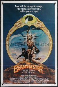 2j0975 BEASTMASTER 1sh 1982 Taylor art of bare-chested Marc Singer & sexy Tanya Roberts!