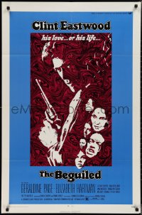 2j0977 BEGUILED 1sh 1971 cool psychedelic art of Clint Eastwood & Geraldine Page, Don Siegel