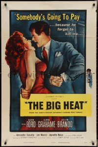 2j0983 BIG HEAT 1sh 1953 great pulp art of Glenn Ford & sexy Gloria Grahame, Fritz Lang noir!