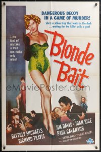 2j0991 BLONDE BAIT 1sh R1950s full-length sexy smoking bad girl Beverly Michaels is a silken trap!