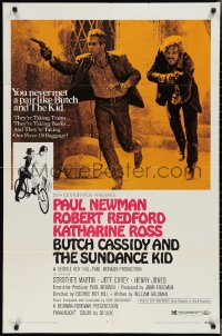 2j0995 BUTCH CASSIDY & THE SUNDANCE KID style B 1sh 1969 Paul Newman, Robert Redford, Ross!