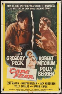 2j0998 CAPE FEAR 1sh 1962 Gregory Peck, Robert Mitchum, Polly Bergen, classic film noir!