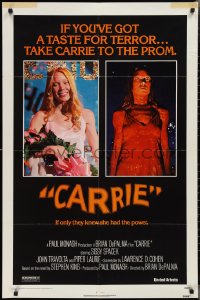 2j0999 CARRIE 1sh 1976 Stephen King, Sissy Spacek before and after her bloodbath at the prom!