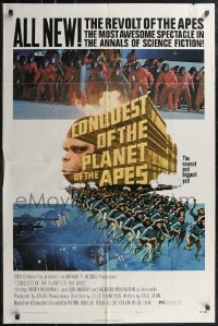 2j1012 CONQUEST OF THE PLANET OF THE APES style B 1sh 1972 Roddy McDowall, the apes are revolting!