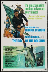 2j1017 DAY OF THE DOLPHIN style D 1sh 1973 George C. Scott, Mike Nichols, dolphin assassin!