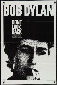2j1034 DON'T LOOK BACK 1sh R1983 D.A. Pennebaker, super c/u of Bob Dylan with cigarette in mouth!