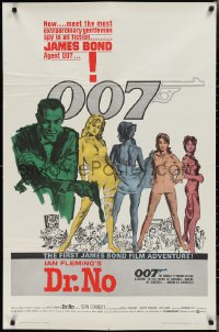 2j1037 DR. NO white smoke style 1sh 1963 Connery is most extraordinary gentleman spy, 1st James Bond!