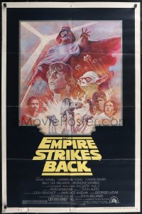 2j1046 EMPIRE STRIKES BACK studio style 1sh R1981 George Lucas sci-fi classic, cool artwork by Tom Jung!