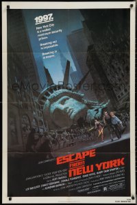 2j1051 ESCAPE FROM NEW YORK NSS style 1sh 1981 John Carpenter, decapitated Lady Liberty by Jackson!