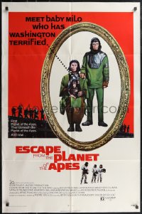 2j1052 ESCAPE FROM THE PLANET OF THE APES 1sh 1971 meet Baby Milo who has Washington terrified!