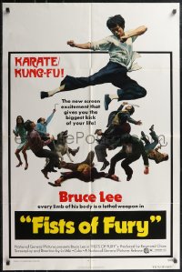 2j1060 FISTS OF FURY 1sh 1973 Bruce Lee gives you biggest kick of your life, great kung fu image!