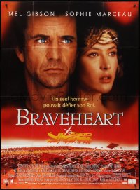 2j0421 BRAVEHEART French 1p 1995 different image of Mel Gibson as William Wallace & Sophie Marceau!