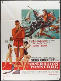 2j0491 THUNDERBALL French 1p R1980s art of Sean Connery as James Bond 007 by McGinnis and McCarthy!