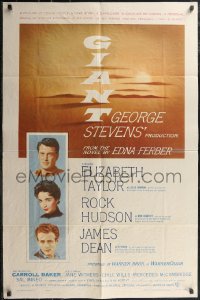 2j1074 GIANT 1sh 1956 James Dean, Elizabeth Taylor, Hudson, George Stevens classic!