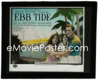 2j1684 EBB TIDE glass slide 1922 Robert Louis Stevenson, romance on an uncharted Tahitian island!