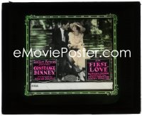2j1696 FIRST LOVE glass slide 1921 romantic close up of Constance Binney & young Warner Baxter!