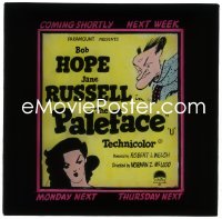 2j1704 PALEFACE English glass slide 1948 great Al Hirschfeld art of Bob Hope & sexy Jane Russell!