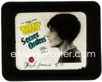 2j1706 SECRET ORDERS glass slide 1926 great profile portrait of World War I spy Everlyn Brent!