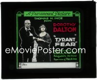 2j1720 TYRANT FEAR glass slide 1918 Dorothy Dalton close up holding hands with man smoking cigar!
