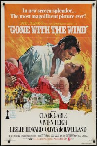 2j1080 GONE WITH THE WIND 1sh R1974 Howard Terpning art of Gable carrying Leigh over burning Atlanta!