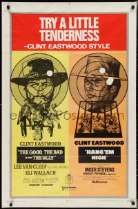 2j1081 GOOD, THE BAD & THE UGLY/HANG 'EM HIGH 1sh 1969 Clint Eastwood, try a little tenderness!