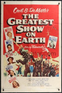 2j1087 GREATEST SHOW ON EARTH 1sh 1952 best image of James Stewart, Betty Hutton & Emmett Kelly!