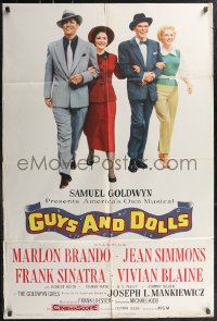 2j1090 GUYS & DOLLS 1sh 1955 Marlon Brando, Jean Simmons, Frank Sinatra & Blaine arm-in-arm!